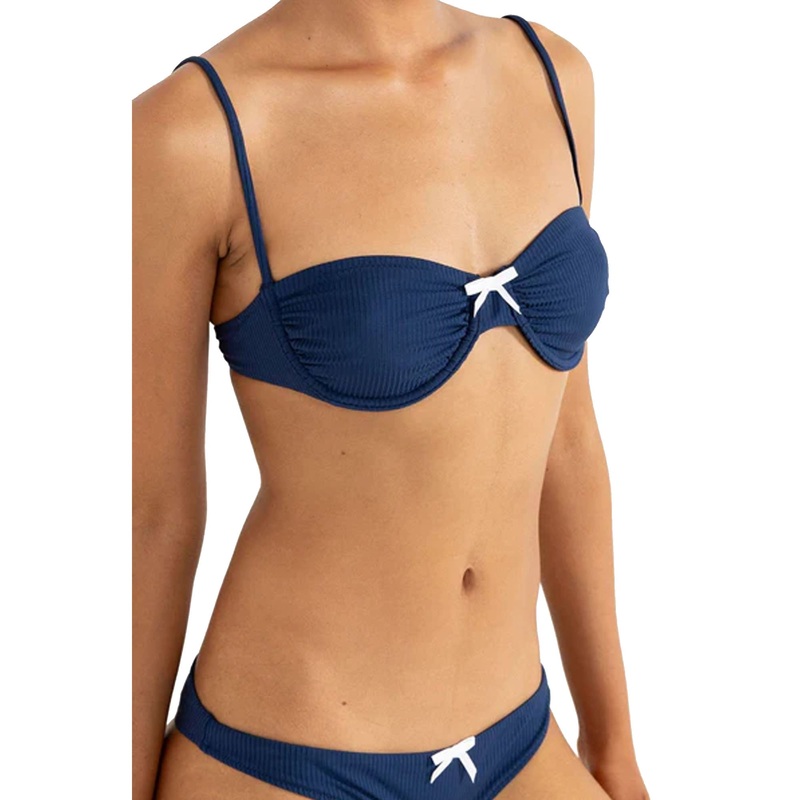 Rhythm Lily Rib Balconette Women’s Bikini Top – Ink