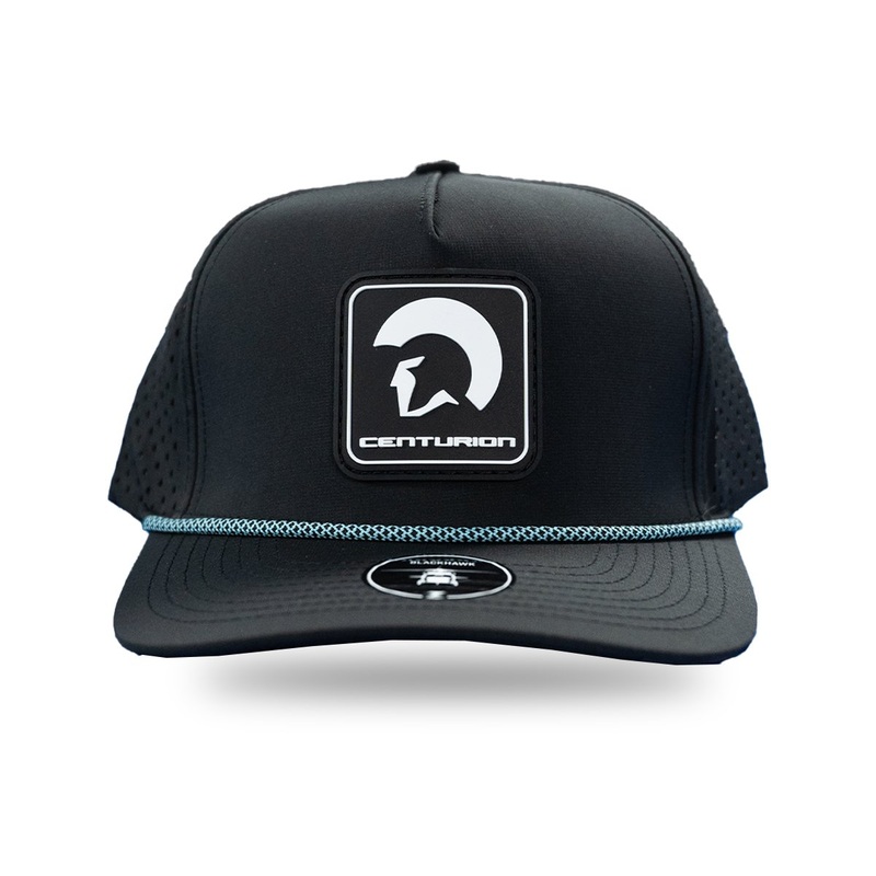 Centurion Blackhawk R+ Hat in Black with Light Blue Chain link Rope