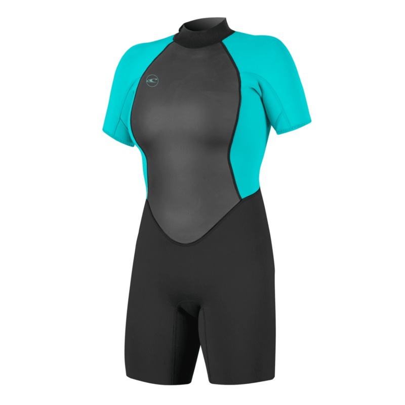 O’Neill Women’s Reactor-2 2mm BZ SS Spring Wetsuit in Black/Aqua