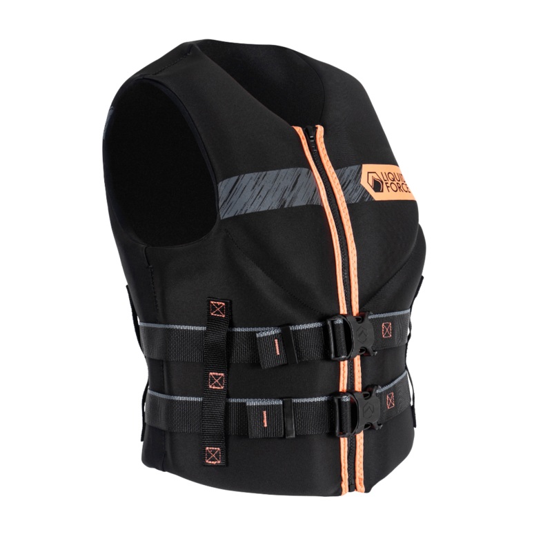Liquid Force Classic Hinge Women’s CGA Life Jacket in Black/Coral