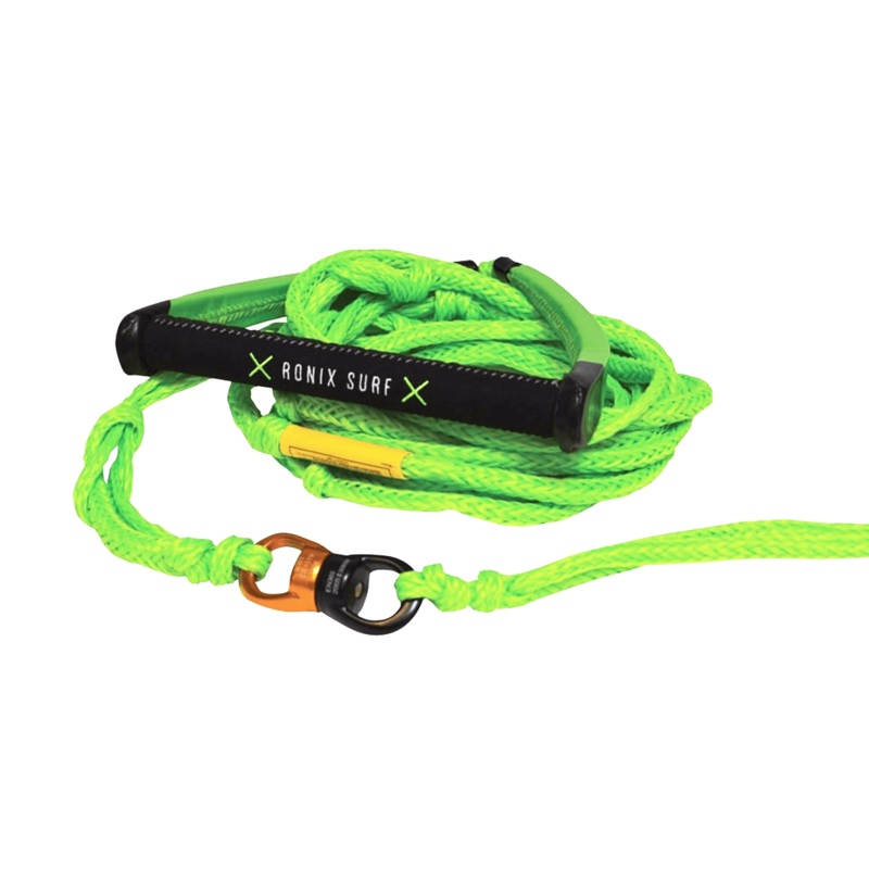 Ronix Spinner PU Syn. Surf Rope 10” Handle w/ 25ft 10 Sect. Rope in Lime