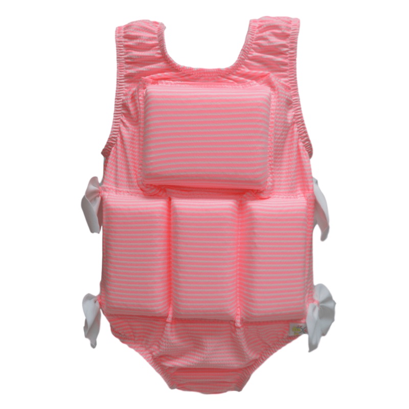My Pool Pal Girl’s Flotation Swimsuit Coral Seersucker