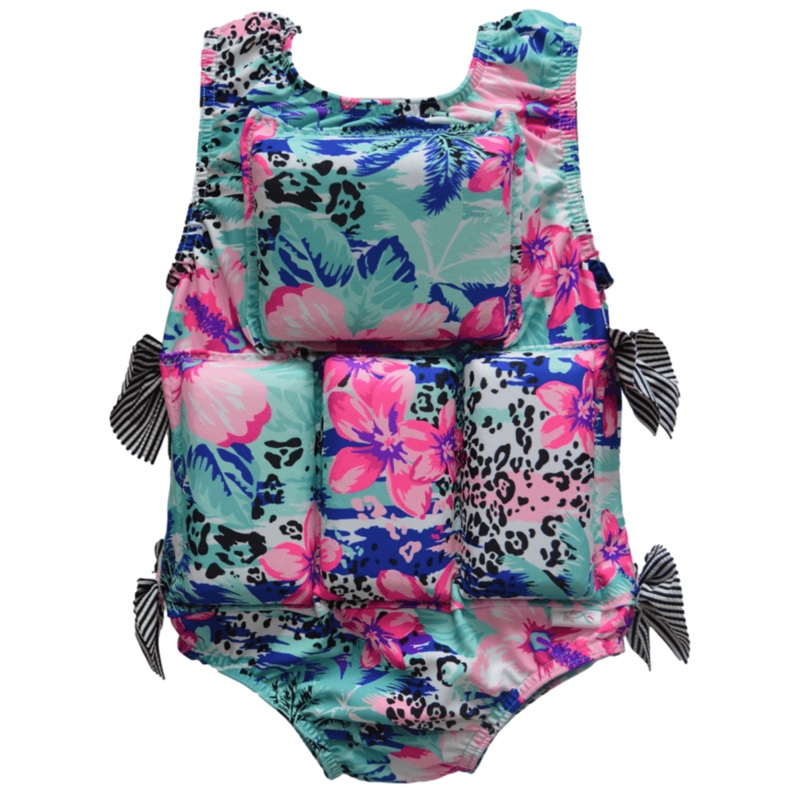 My Pool Pal Girl’s Flotation Swimsuit Leopard Tropical