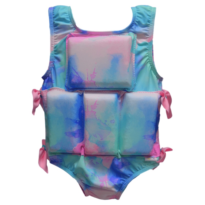 My Pool Pal Girl’s Flotation Swimsuit Pastel Paint Splatter