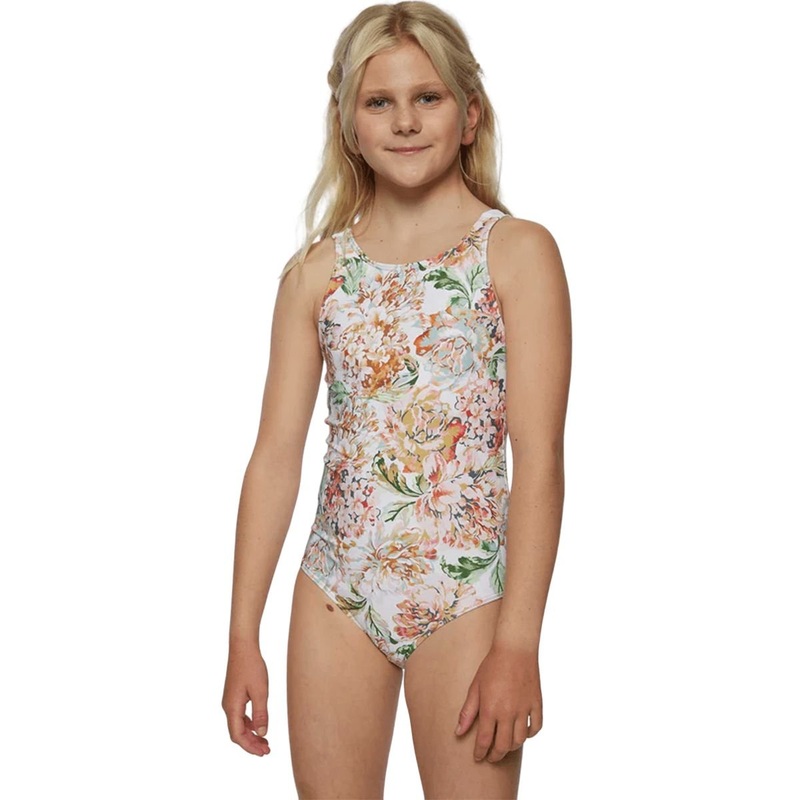 O’Neill Girls Arden Floral Tie Straps One Piece in Vanilla