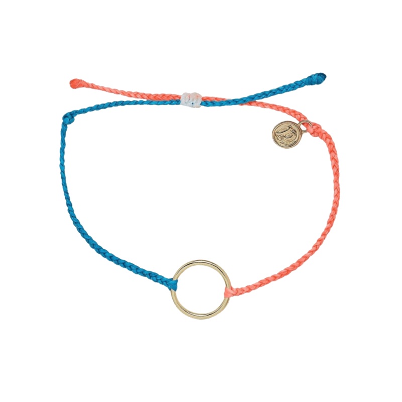 Pura Vida 2 Tone Full Circle Gold Bracelet in Neon Blue/Strawberry