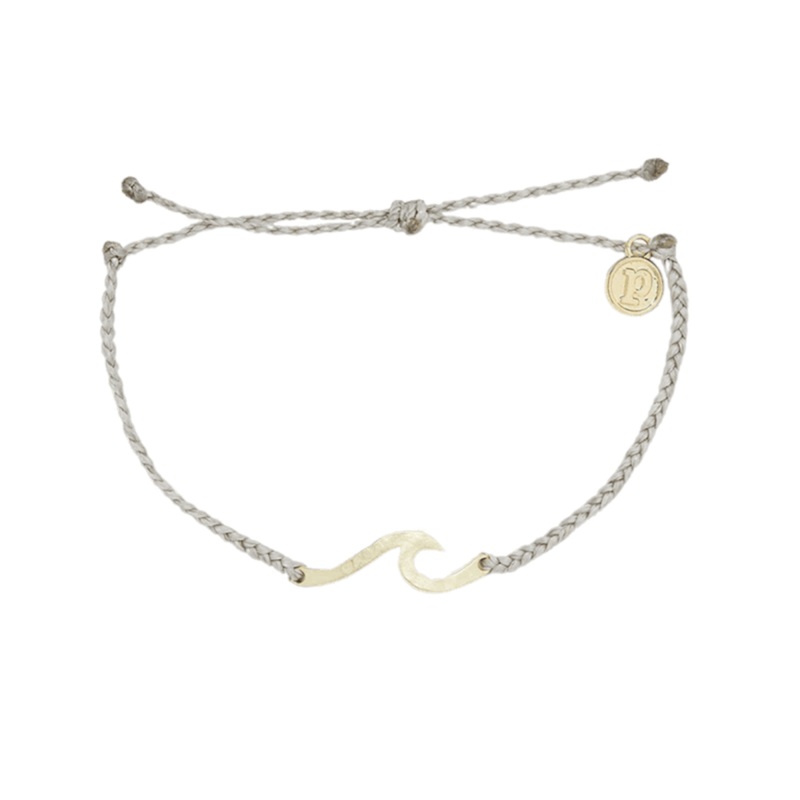 Pura Vida Hammered Wave Gold Bracelet in Light Grey