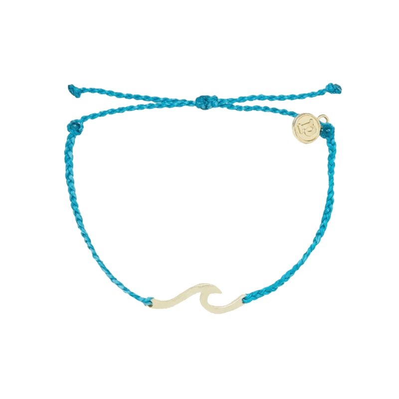Pura Vida Hammered Wave Gold Bracelet in Pacific Blue