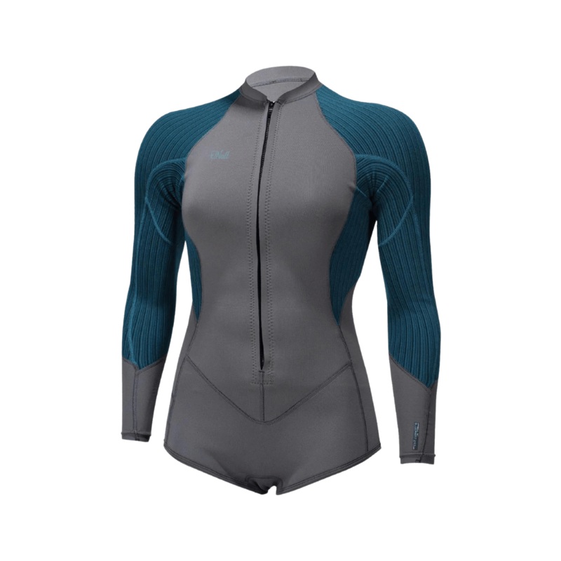 O’Neill Women’s Blueprint FZ L/S Surf Suit in Graphite/Blue Haze