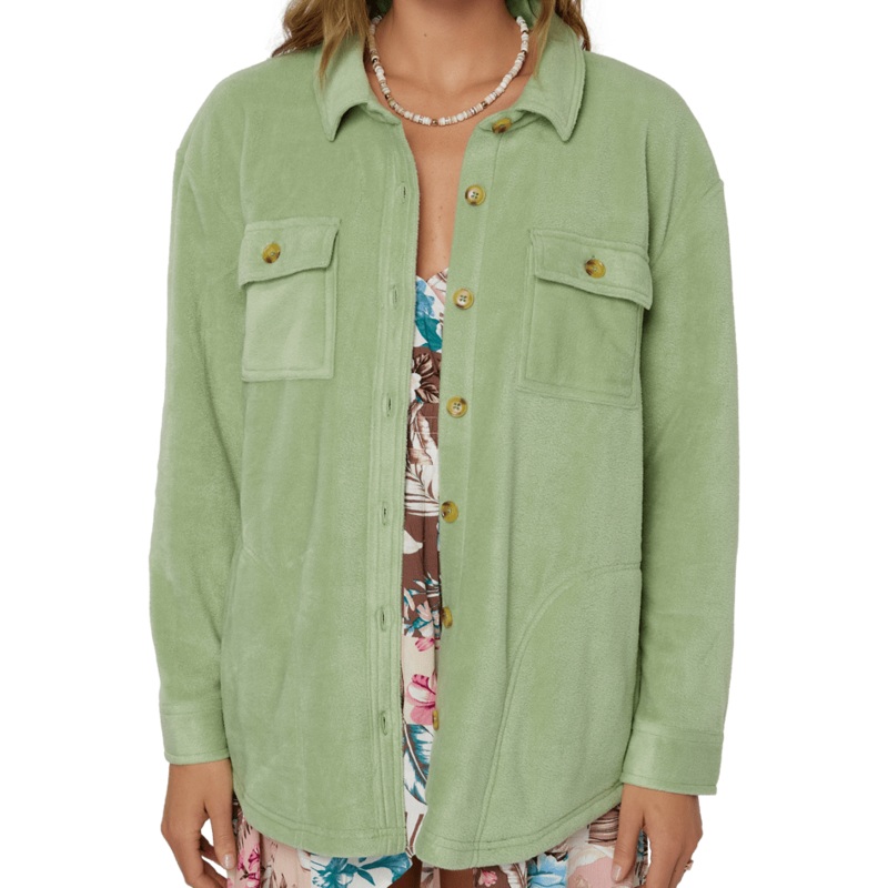 O’Neill Collins Solid Superfleece Shirt Jacket in Basil