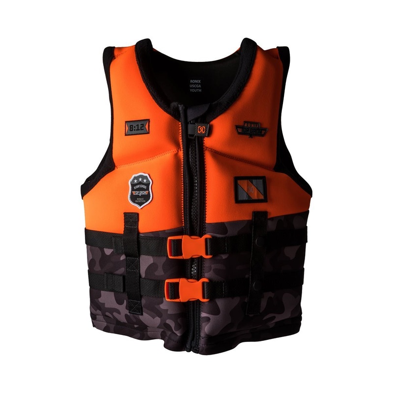 Ronix Boy’s Top Grom CGA Life Jacket in Orange / Black Camo