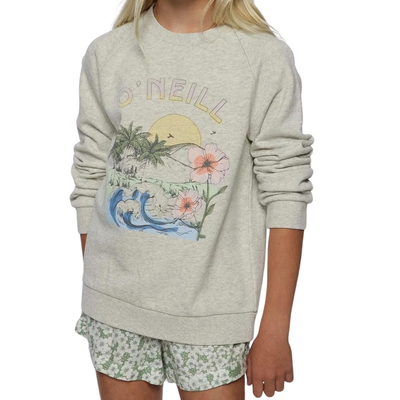 O’Neill Girls Lillia Oversized Pullover in Heather Grey