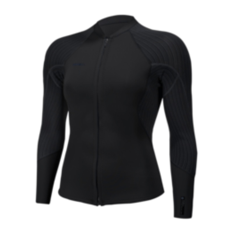 O’Neill Women’s Hyperfreak 2mm Front Zip Jacket in Black