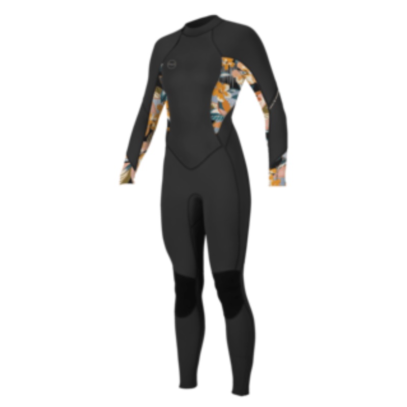 Oneill Women’s Bahia 3/2mm Back Zip Full Wetsuit in Black and Demiflor