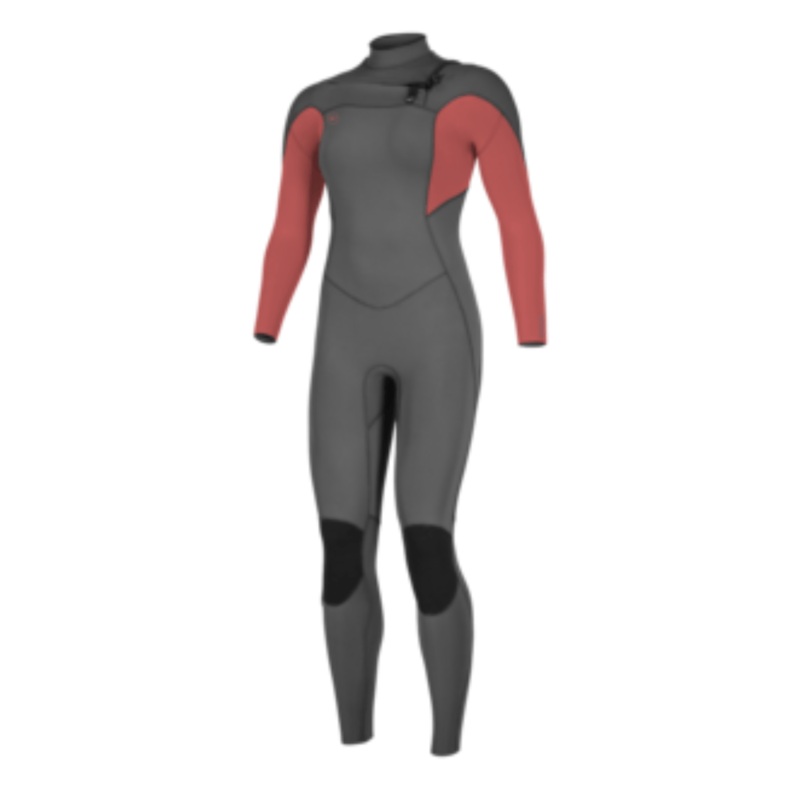 Oneill Women’s Ninja 4/3 Chest Zip Full Suit in Graphite and Tea Rose