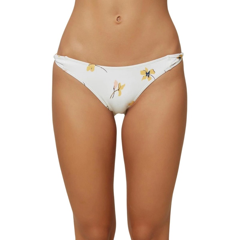 O’Neill Mai Floral Twist Tab Bikini Bottom in Vanilla