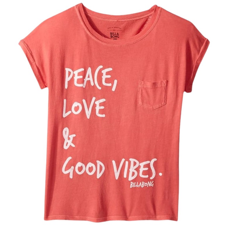 Billabong Girls’ Peace and Love Tee Geranium