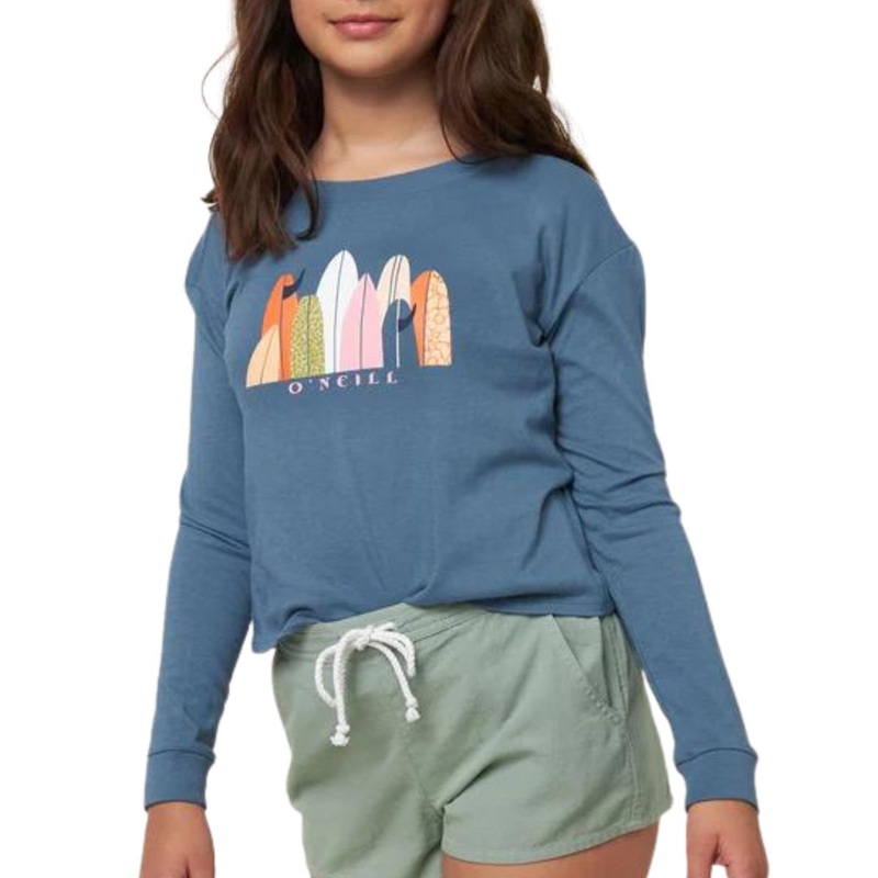 O’Neill Girls Quivers Long Sleeve Tee in China Blue