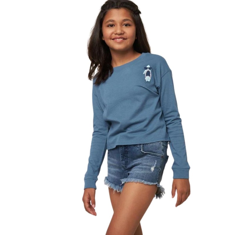O’Neill Girls Smize Long Sleeve Tee in China Blue