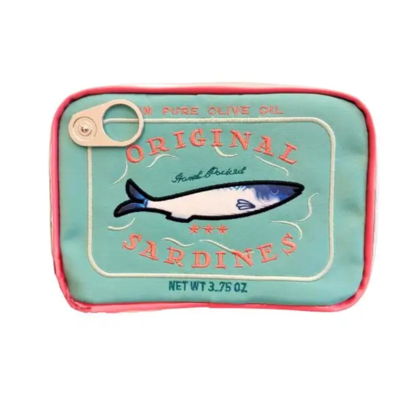 Sardine’s Tin Can Cosmetic Bag in Aqua Coral
