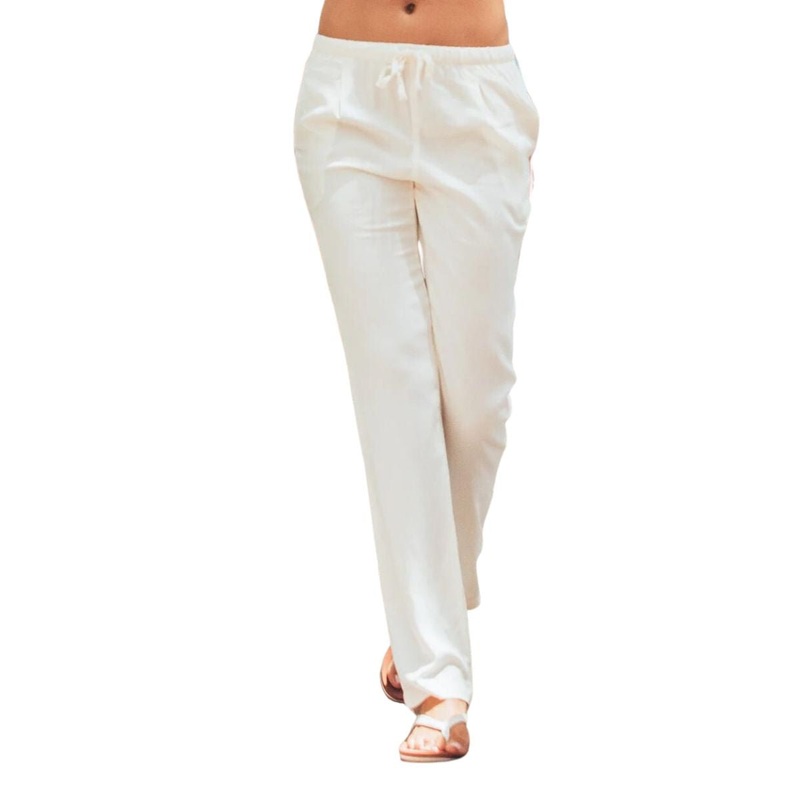 Body Glove Women’s Drawcord Pleated Pant in Cream