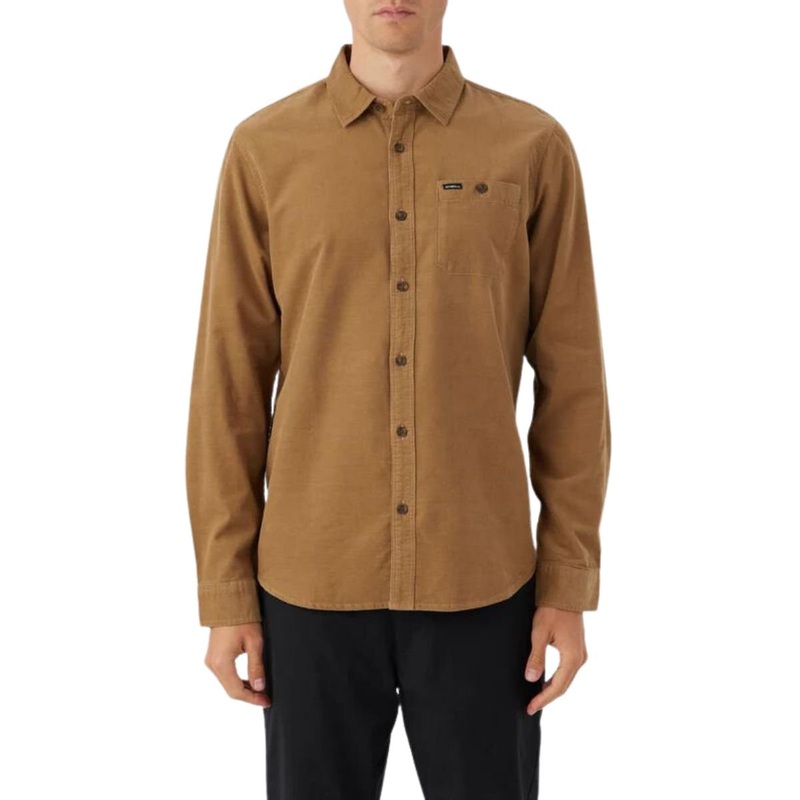 O’Neill Caruso Solid Long Sleeve Shirt in Dark Khaki