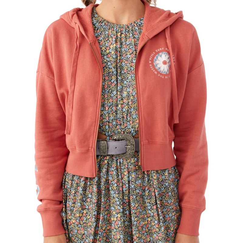 O’Neill Darcie Cropped Zip Up Jacket in Dusty Cedar