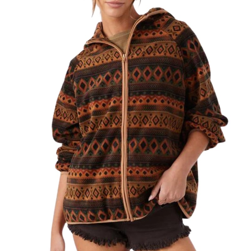 O’Neill Lunya Superfleece Zip-Up Hoodie in Rustic Brown