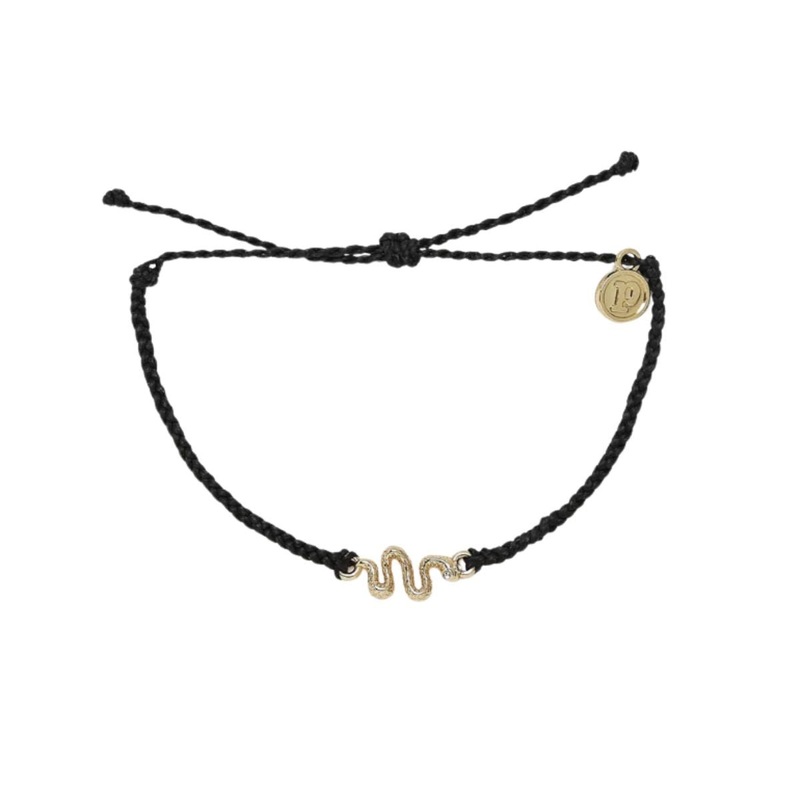 Pura Vida Gold Snake Charm Bracelet in Black
