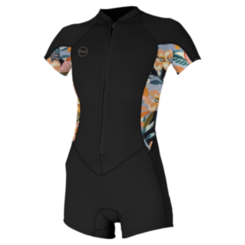 O’Neill Women’s Bahia 2/1MM Full Zip S/S Spring Wetsuit in Black/Demiflor
