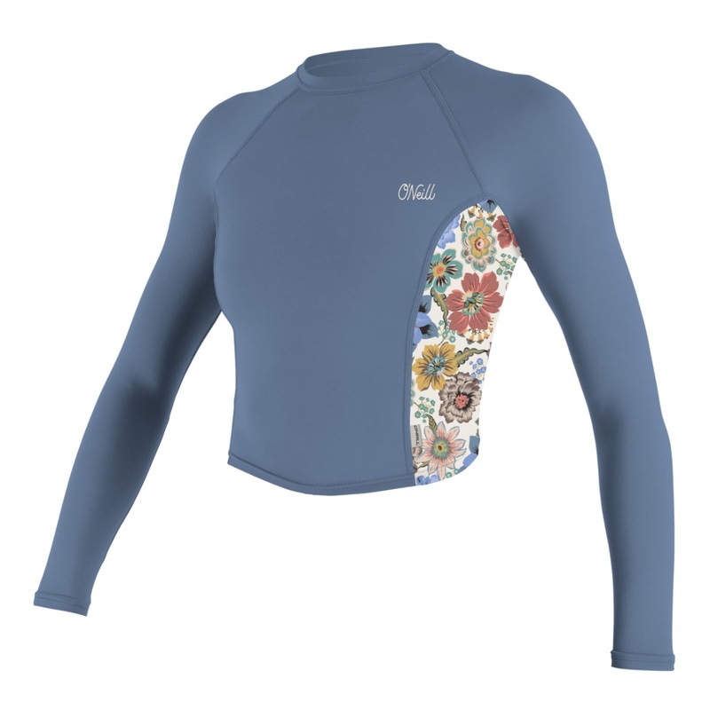 O’Neill Women’s Print Midriff Long Sleeve Crop UPF Top in Infinity/Talitha