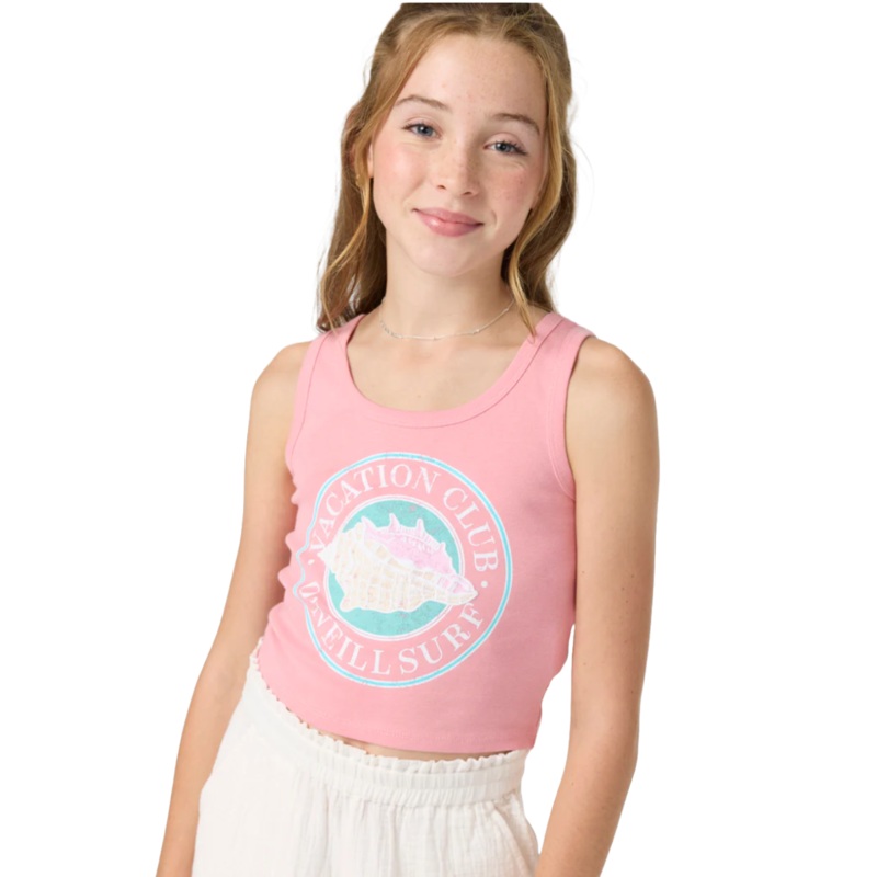 O’Neill Girls Seashell Shore Tank in Peony