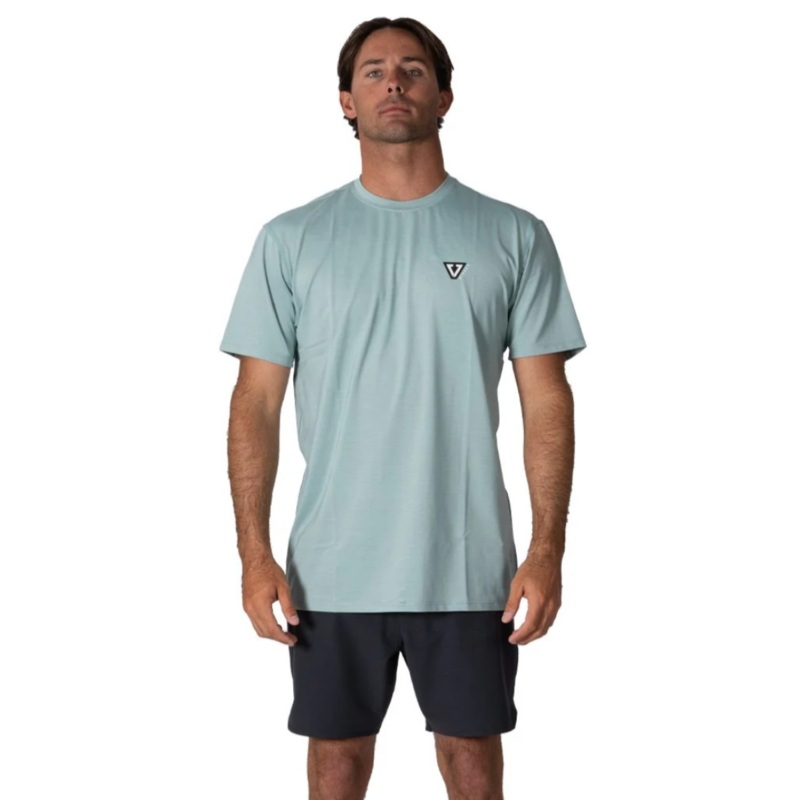 Vissla Twisted Eco Short Sleeve Sun Shirt in Sea Green Heather
